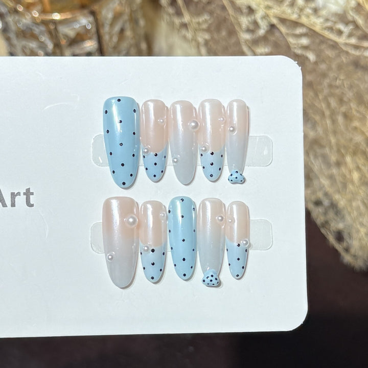 Decorative Press-On Nail Set with Unique Dot Design Stornfield