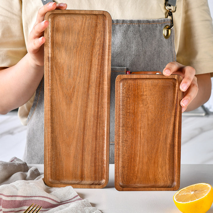 Elegant wooden serving tray with raised edge Stornfield