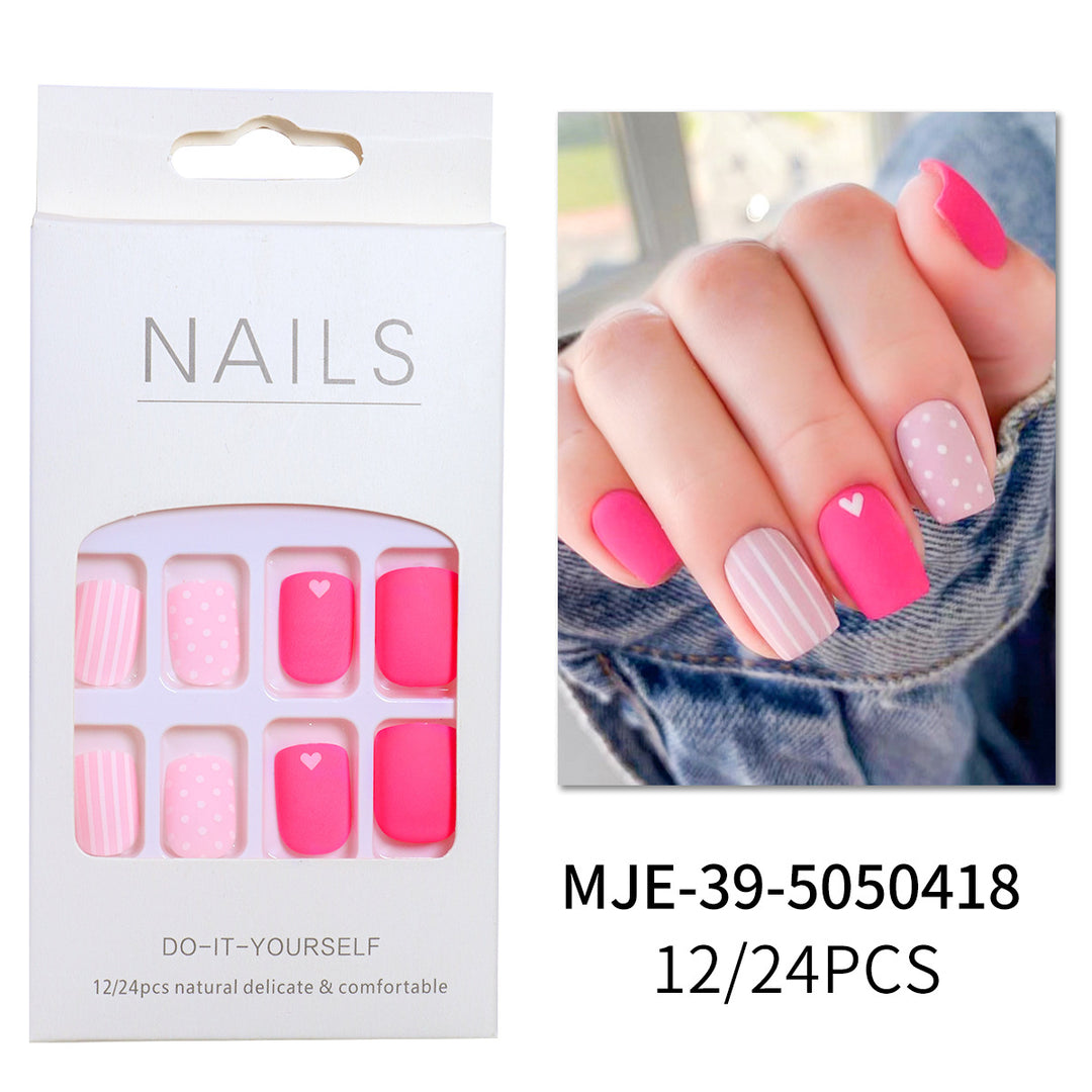 Artistic Press-On Nail Set with Charming Patterns Stornfield