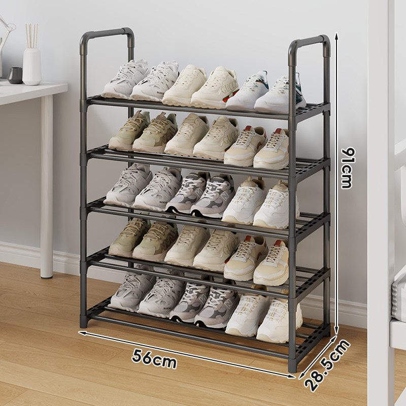 Tall Multi-Tier Metal Shoe Storage Rack with Adjustable Slatted Shelves