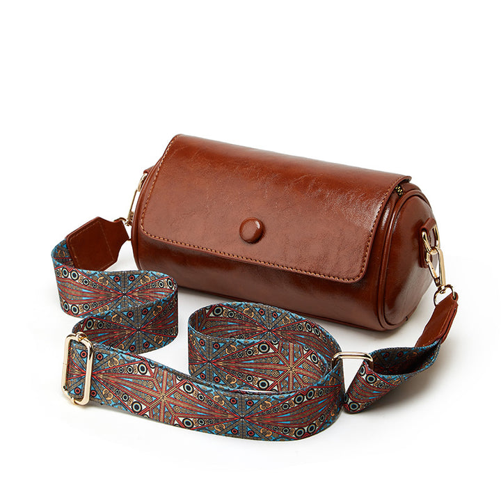 Stylish Round Leather Crossbody Bag