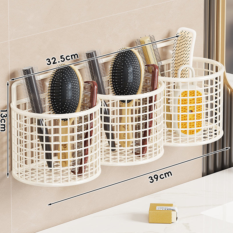Wall-Mounted Triple Mesh Bathroom Organizer Basket for Brushes Combs and Sponges