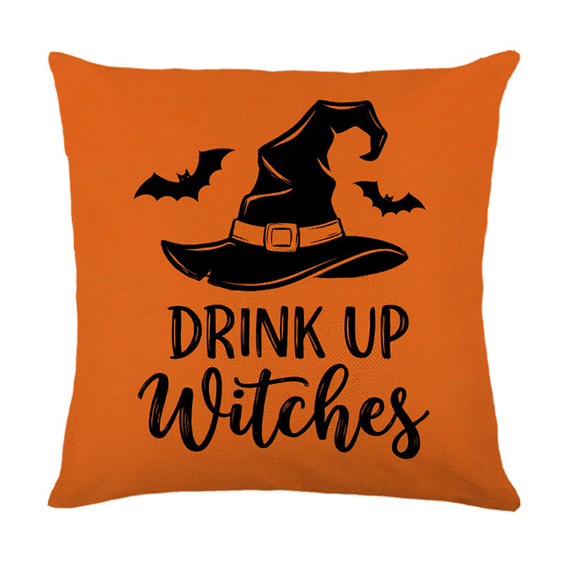 Halloween Ghost Cotton-Linen Square Throw Pillow Covers Set with Hidden Zipper