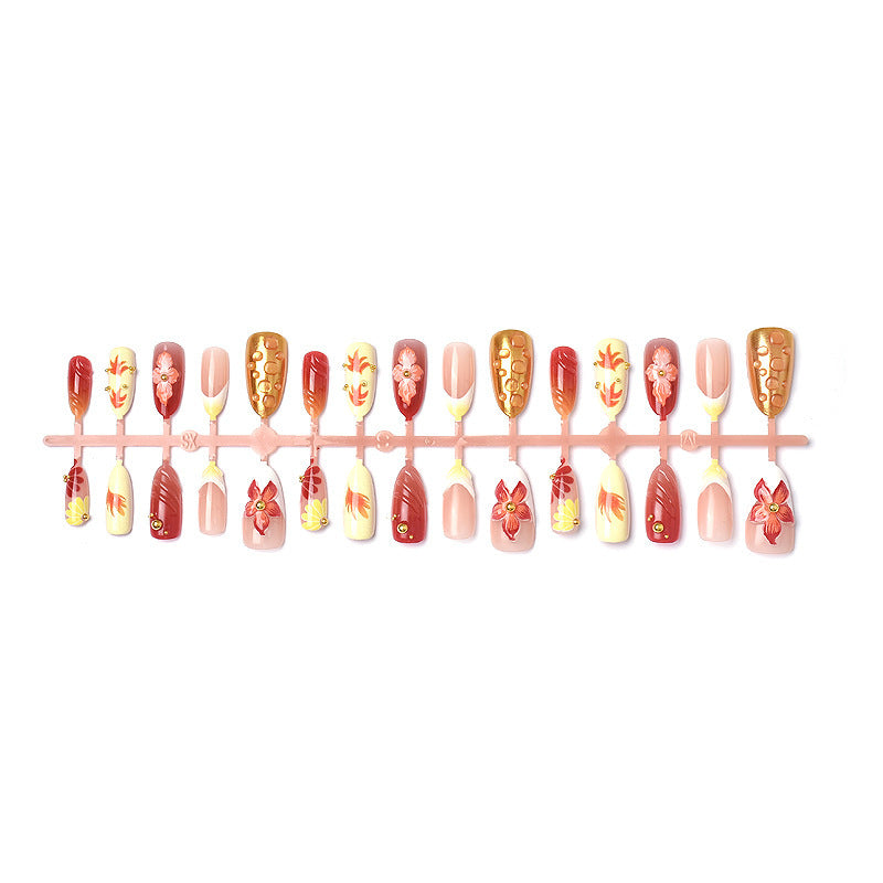 Artistic Floral Hand-Painted Press-On Nail Art Set Stornfield