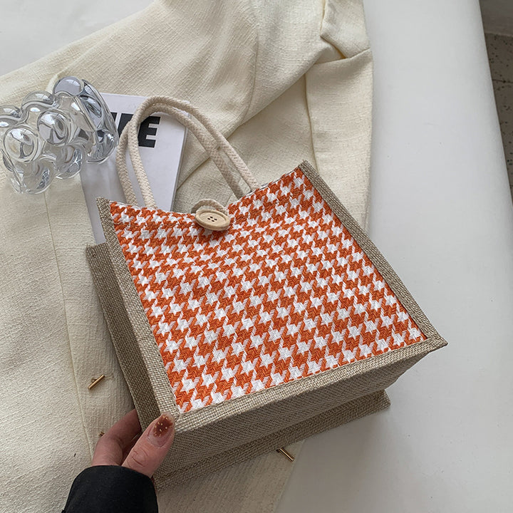 Handcrafted Houndstooth Tote Bag