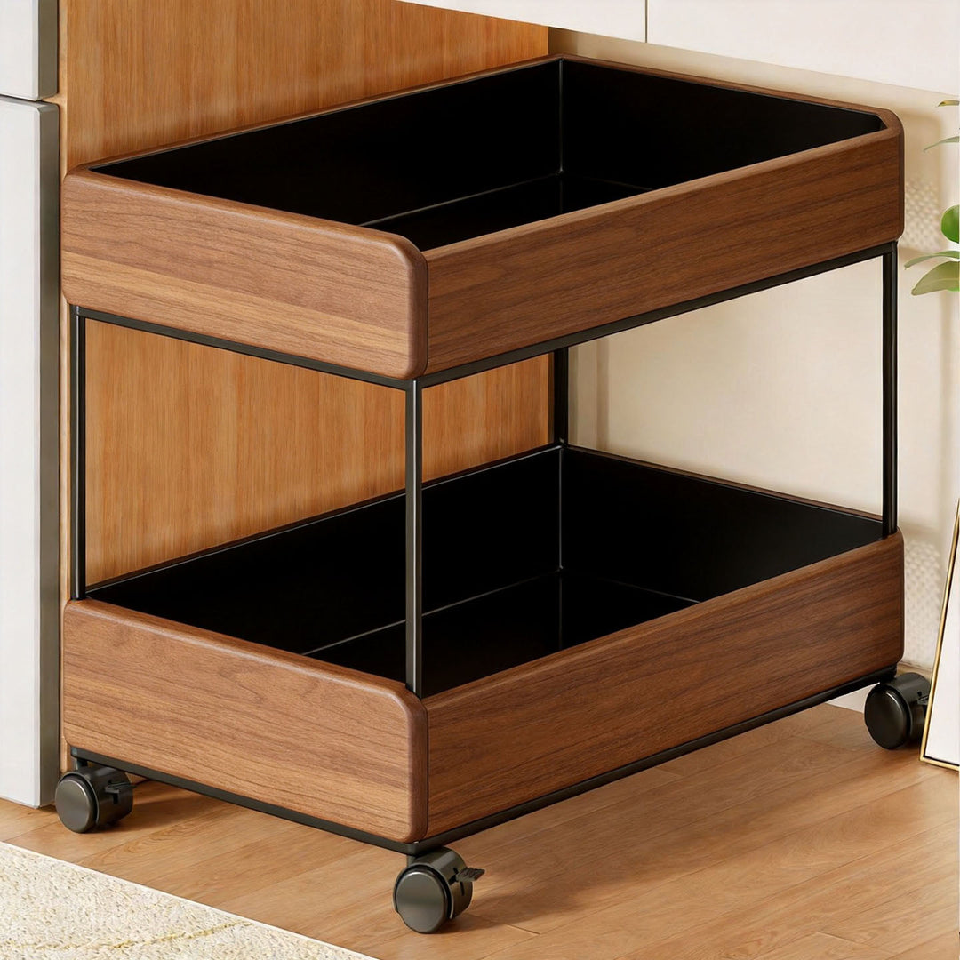 Stacked Mobile Rolling Storage Cart Bookshelf with Protective Raised Edges and Locking Casters