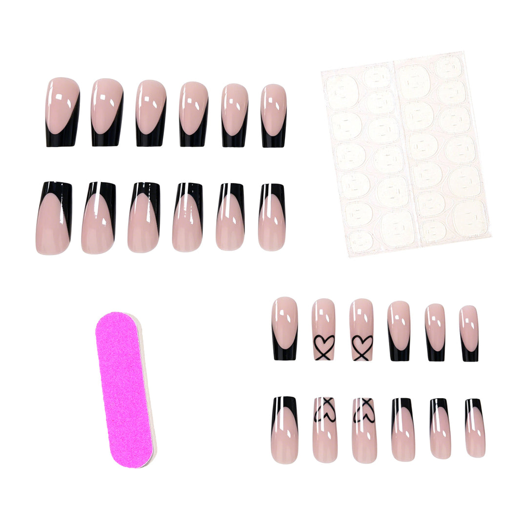 Elegant Heart-Patterned Acrylic Nail Design Stornfield