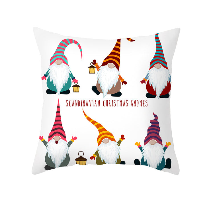 Holiday Decorative Throw Pillow Plush Polyester Cover Festive Santa Reindeer Snowman Print