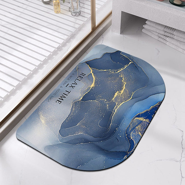 Half-Moon Marble-Pattern Bath Mat