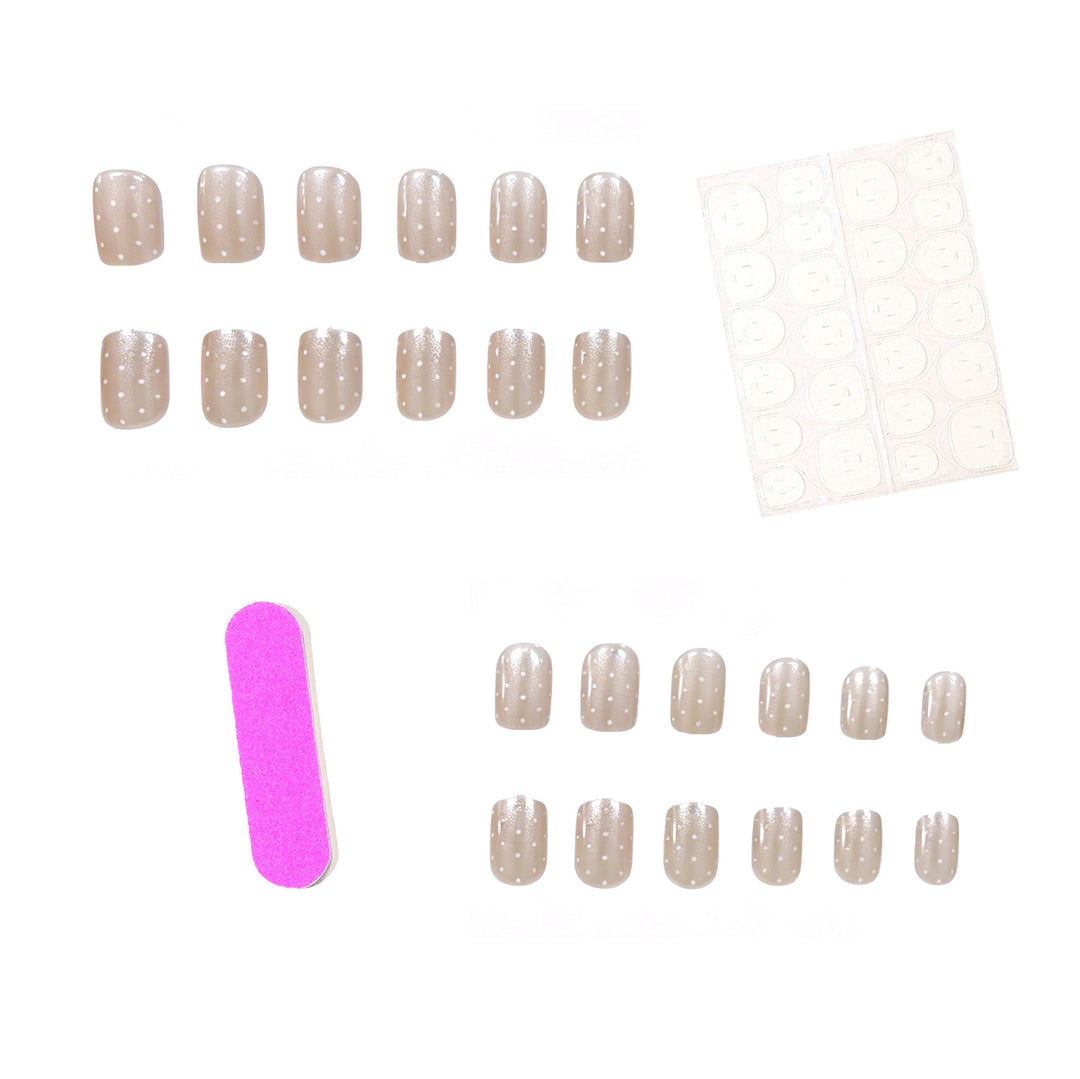 Elegant Glitter and Dot Acrylic Nail Enhancements Stornfield