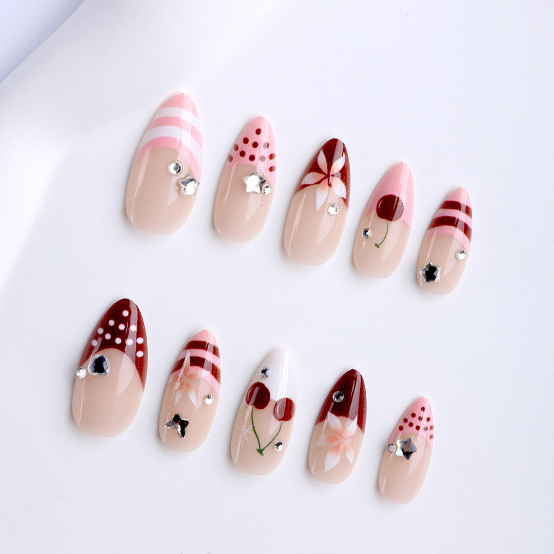 Artificial nails with creative fruit and flower designs Stornfield