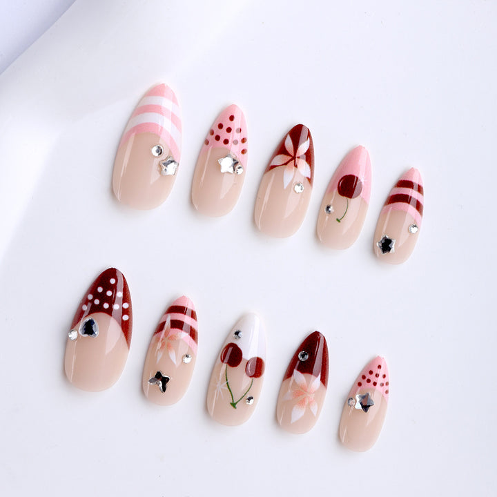 Artificial nails with creative fruit and flower designs Stornfield