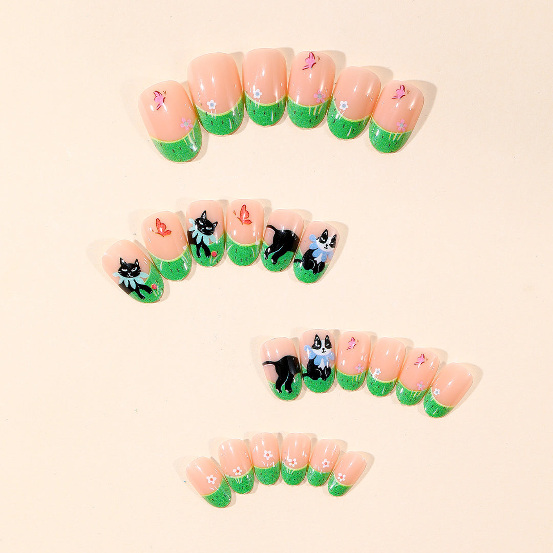 Whimsical Cat-Themed Nail Art Set Stornfield