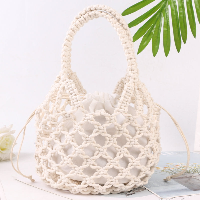 Hand-knotted tote bag with inner drawstring closure Stornfield