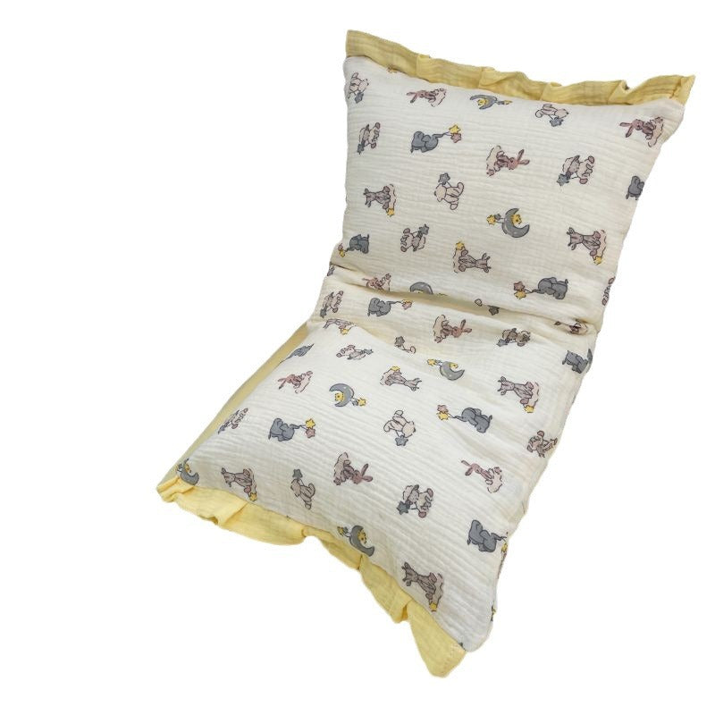 Cozy reading pillow with ruffles and muslin cotton cover