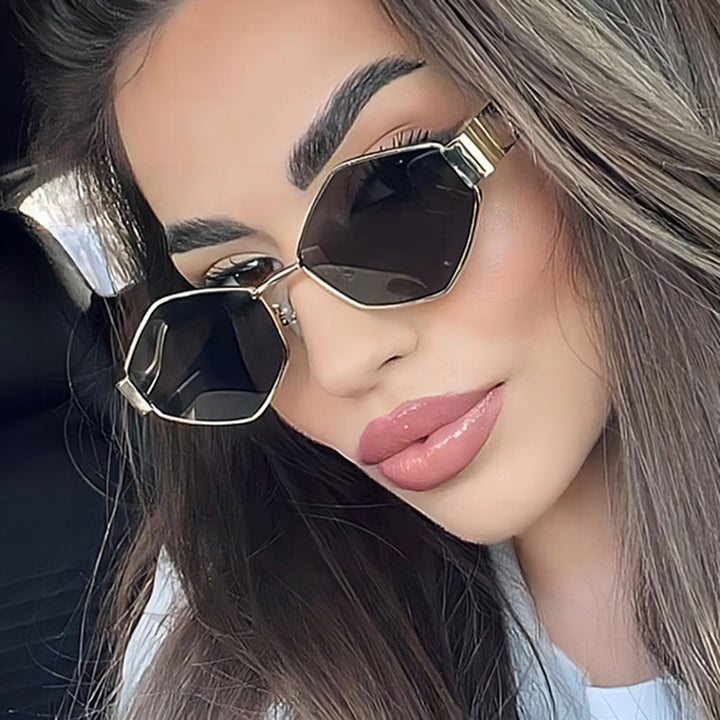 Women's geometric sunglasses with narrow metal frame and polarized lenses Stornfield
