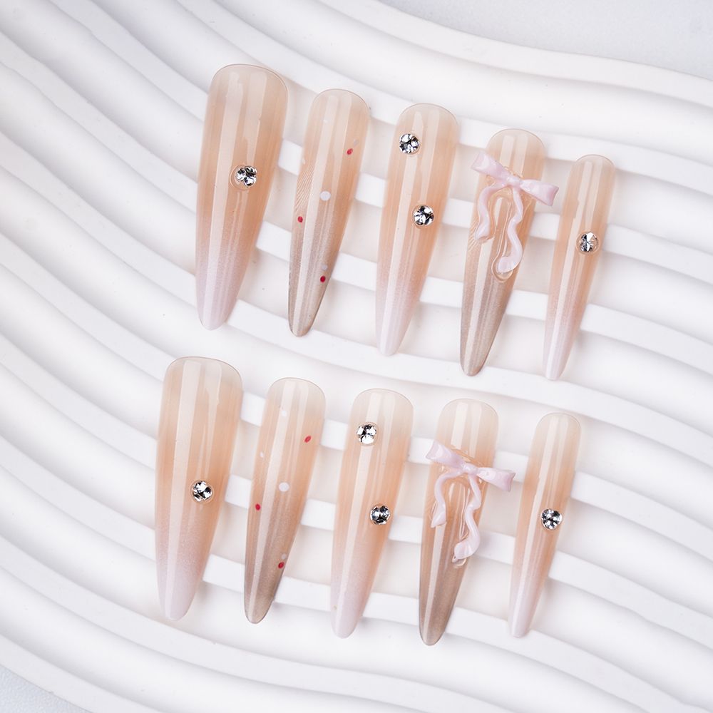 Artistic Stiletto Press-On Nail Set with Decorative Accents Stornfield