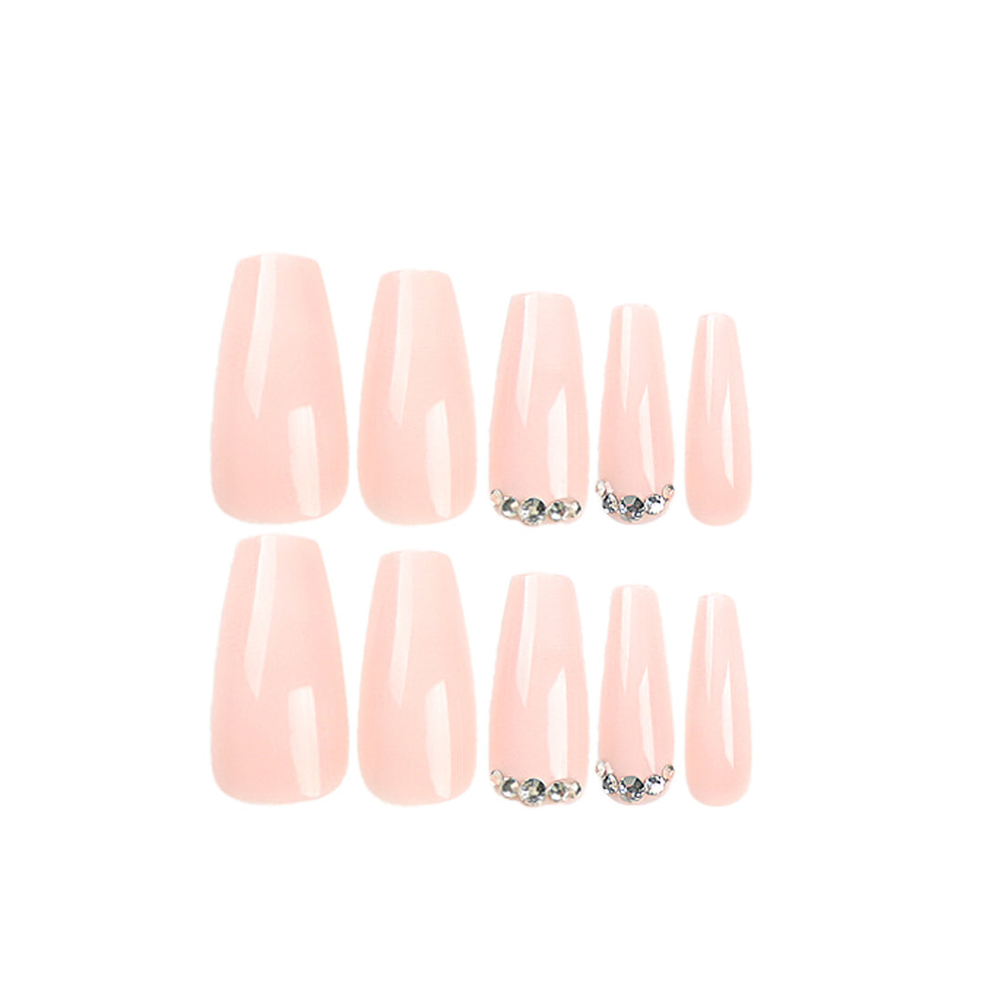 Artful Nail Extensions with Elegant Ombre Design and Rhinestone Accents Stornfield