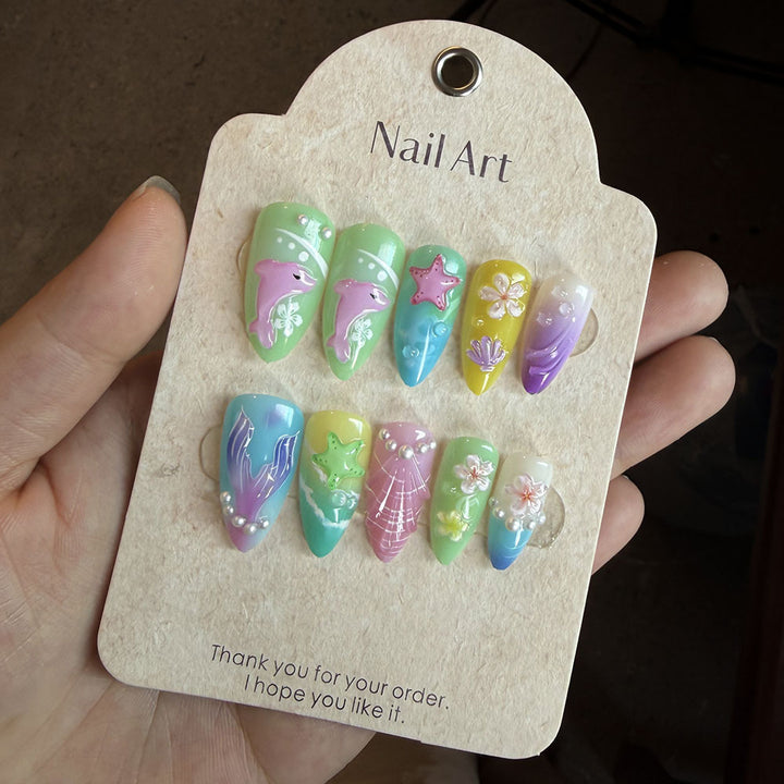 Artistic Ocean-Themed Press-On Nail Set Stornfield