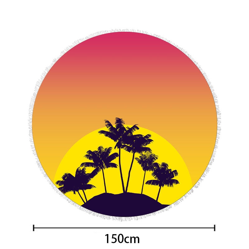 Round beach towel with vibrant tropical pattern Stornfield
