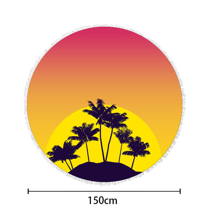 Round beach towel with vibrant tropical pattern Stornfield