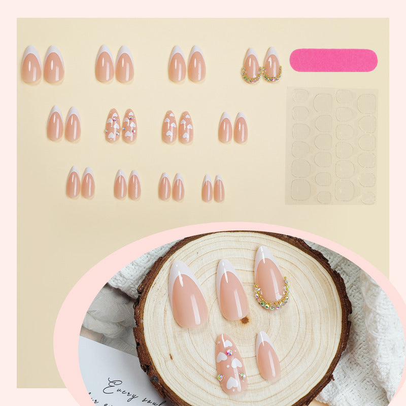 Acrylic Nail Set with Creative Heart and Glitter Motif Stornfield