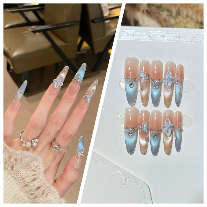Artistic Stiletto Press-On Nail Set with Charming Patterns Stornfield