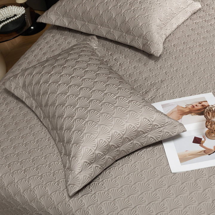 Quilted Jacquard Satin-Feel Bedspread Set with Matching Pillow Shams