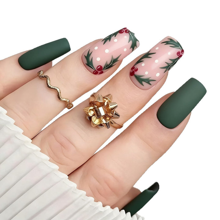Elegant Artificial Nails with Christmas Design Stornfield