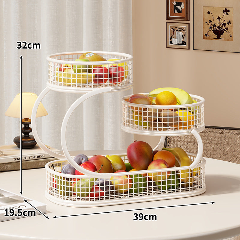 Three-Tier Metal Mesh Countertop Fruit & Produce Display Stand