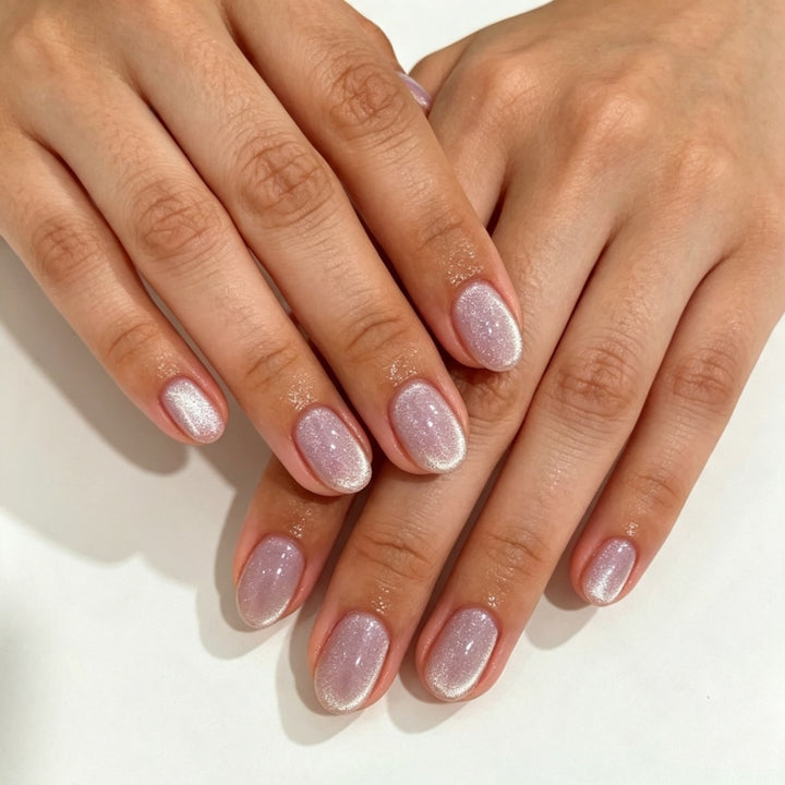 Elegant Artificial Nails with Shimmering Ombre Effect Stornfield