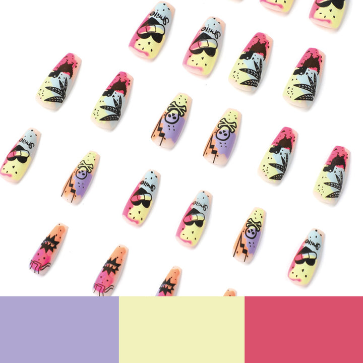 Creative artificial nails with colorful designs Stornfield