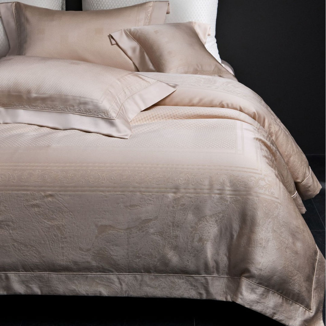 Luxurious Jacquard Satin Duvet Cover Set with Pillow Shams