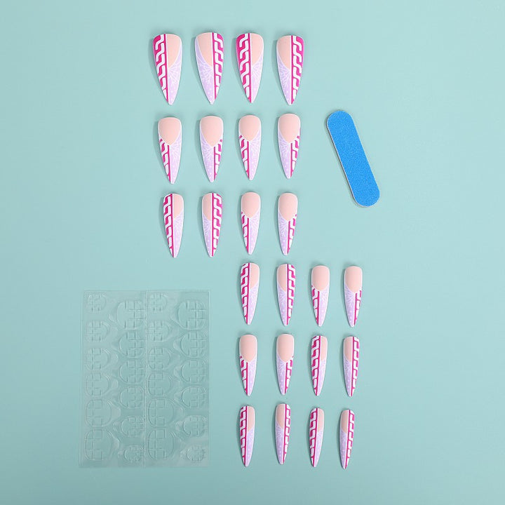 Creative Stiletto Art Nails with Geometric Patterns Stornfield