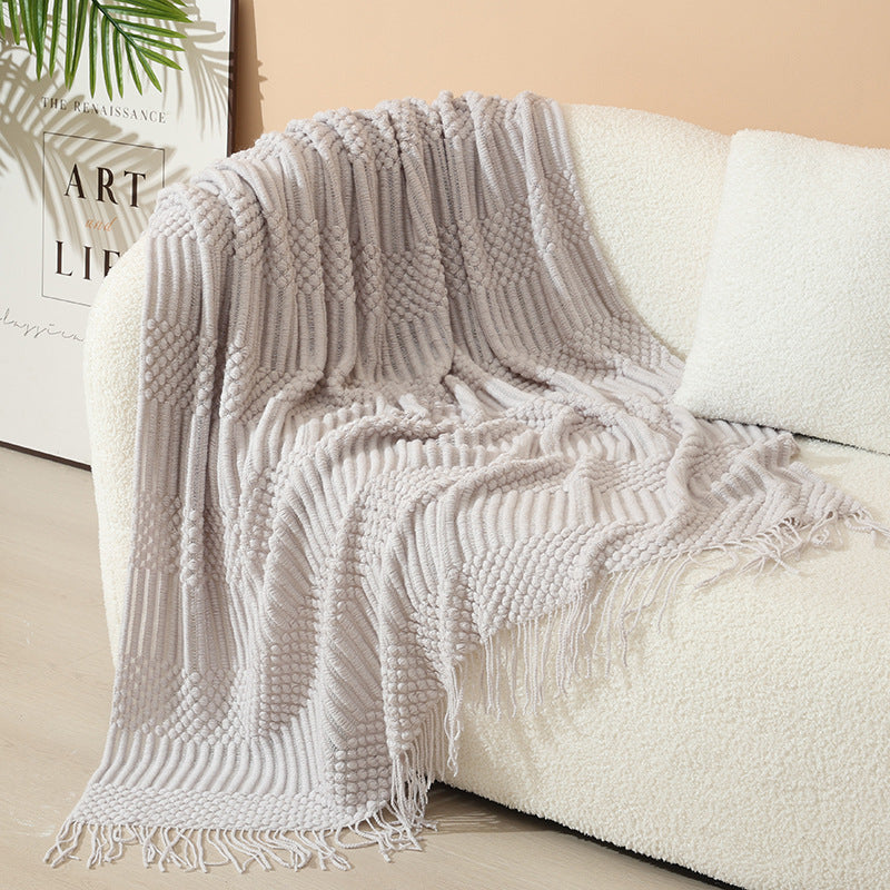 Women's stylish living room throw blanket with fringe pattern Stornfield