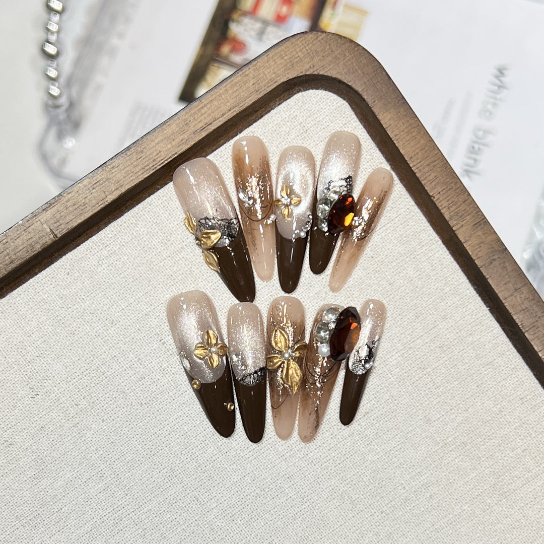 Elegant Stiletto Press-On Nail Set with Glamorous Embellishments Stornfield