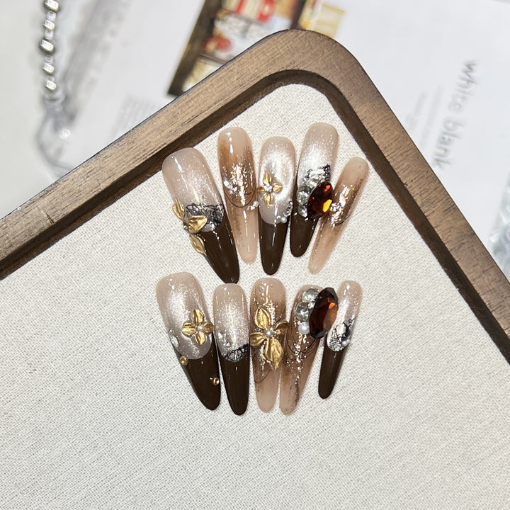 Elegant Stiletto Press-On Nail Set with Glamorous Embellishments Stornfield