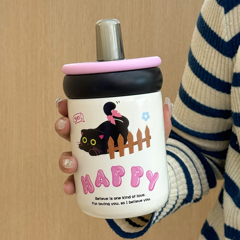 Women's water bottle with innovative silicone cap and playful design Stornfield