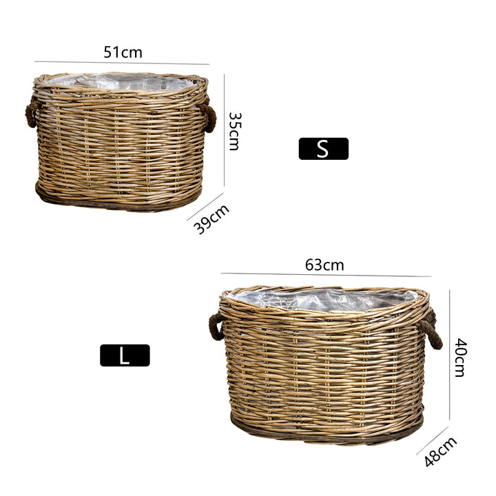 Rustic laundry basket with decorative handles Stornfield