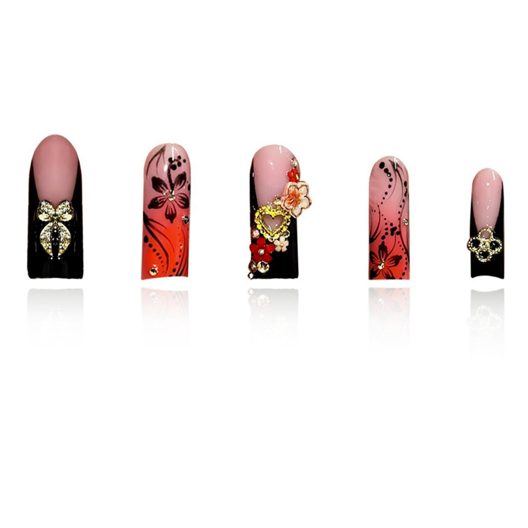 Decorative Floral Design Press-On Nails Stornfield