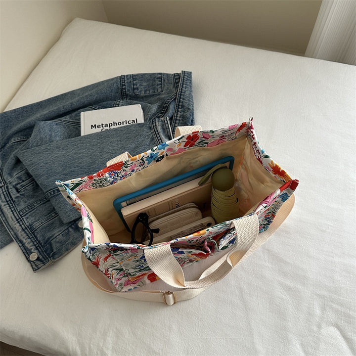 Floral Printed Canvas Tote