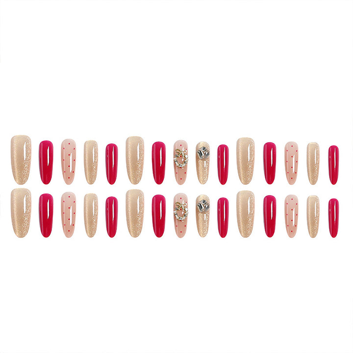 Artificial nail set with sparkling crystal accents and elegant color gradients Stornfield
