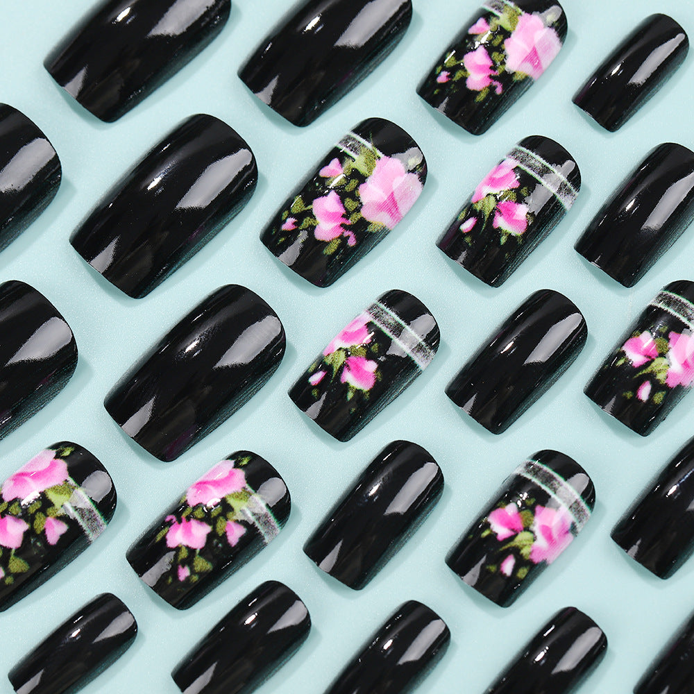 Artificial Nail Set with Elegant Rose Design Stornfield