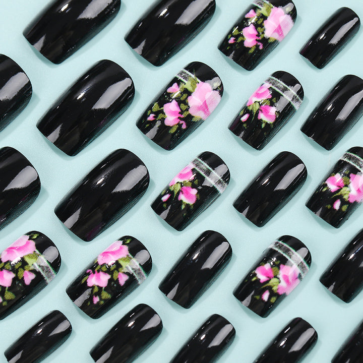 Artificial Nail Set with Elegant Rose Design Stornfield