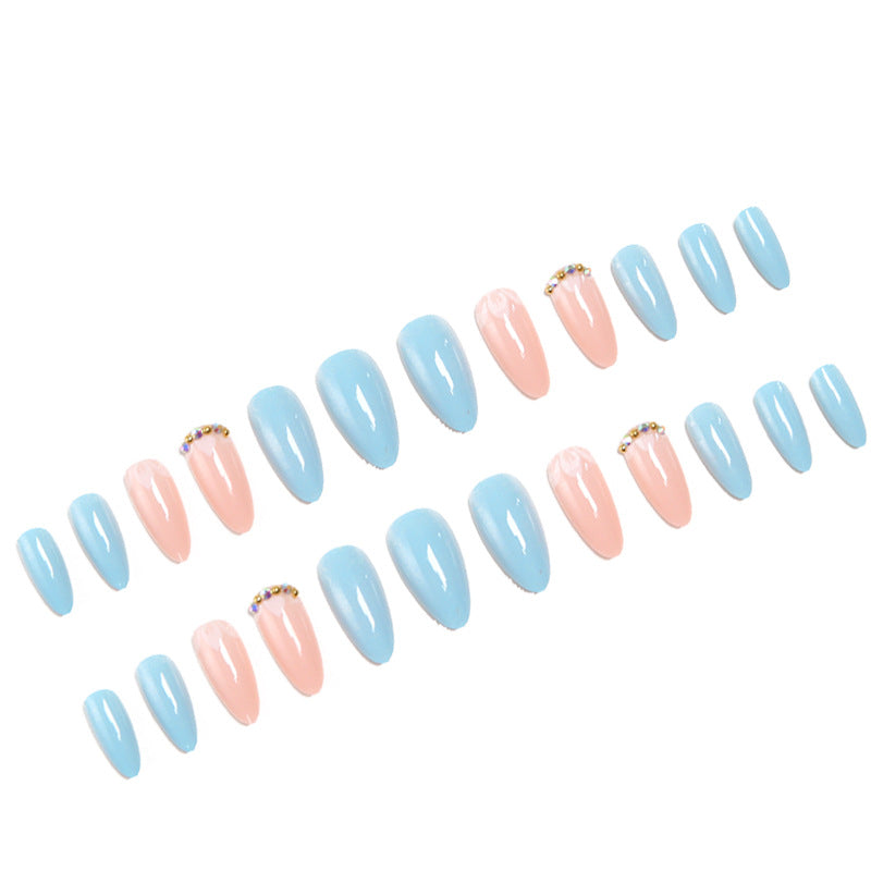 Artificial nails with elegant leaf patterns and rhinestone embellishments Stornfield