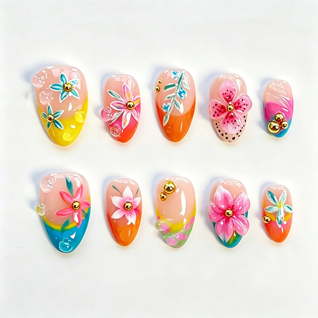 Decorative Floral Art Press-On Nails Stornfield
