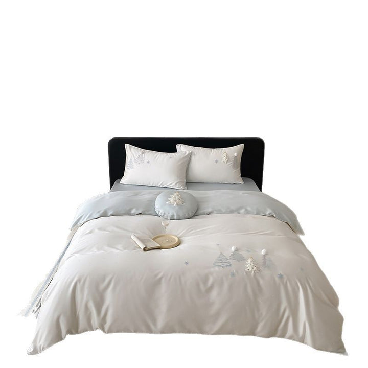 Embroidered Pom-Pom Cotton-Sateen Duvet Cover Set with Decorative Round Cushion
