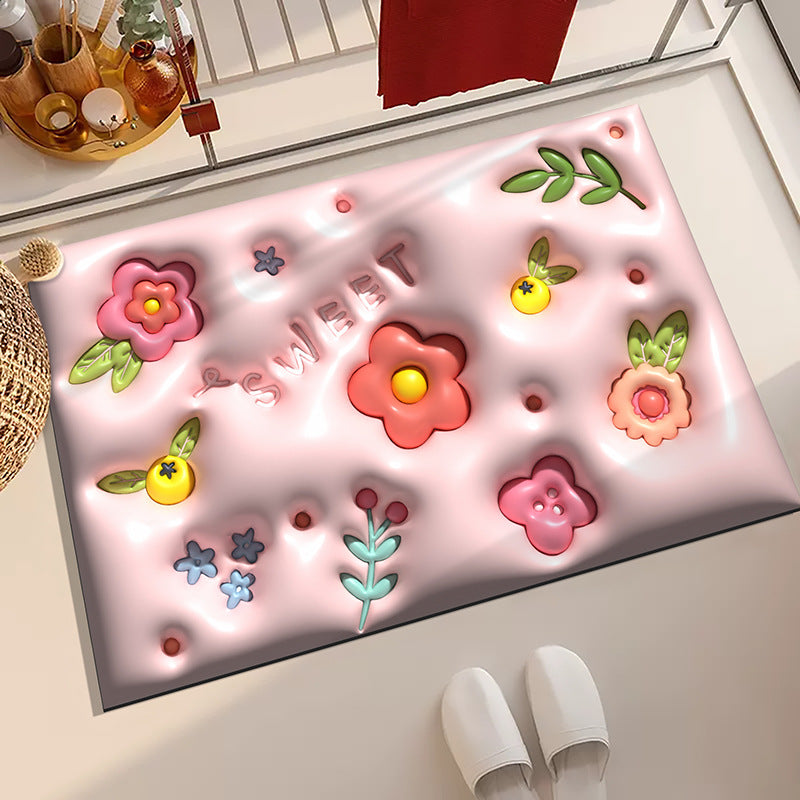 Floral Pattern Bath Mat for Bathroom