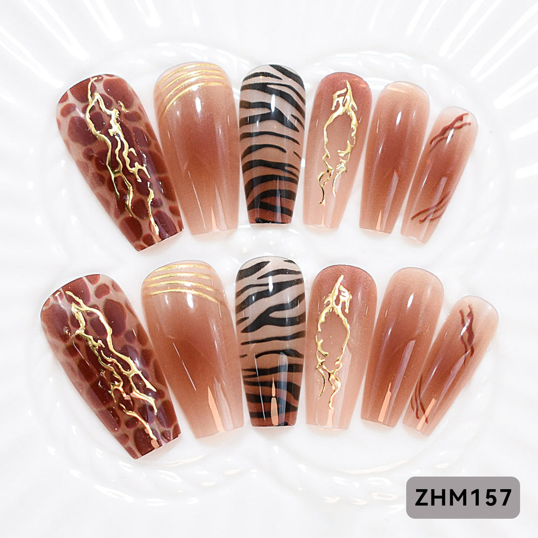 Artistic Press-On Nail Set with Cherry Blossom Design Stornfield