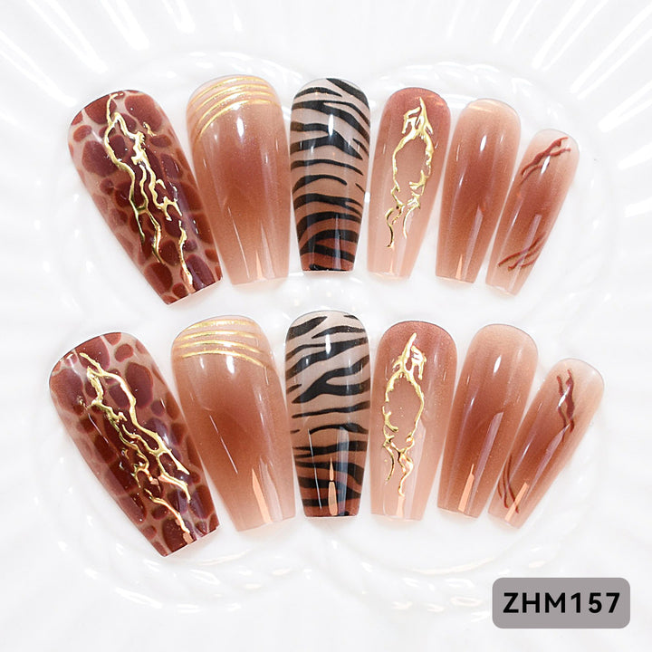 Artistic Press-On Nail Set with Cherry Blossom Design Stornfield